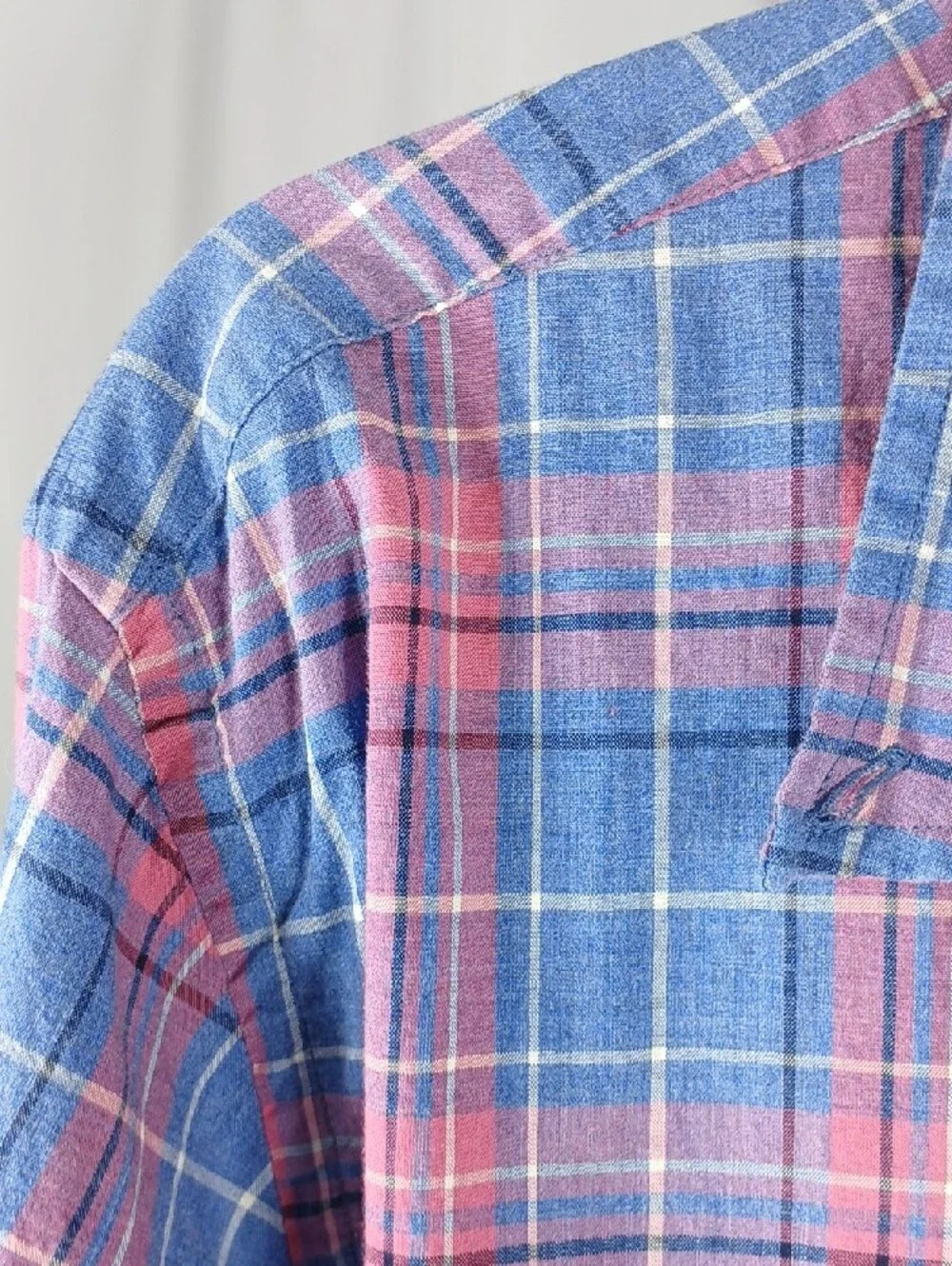 J. Crew Blue and Pink Plaid Cotton Button-Down mens Shirt